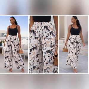 NEW Women’s One Size Boho Wide Leg Palazzo Pants High Waist Flowy NWT